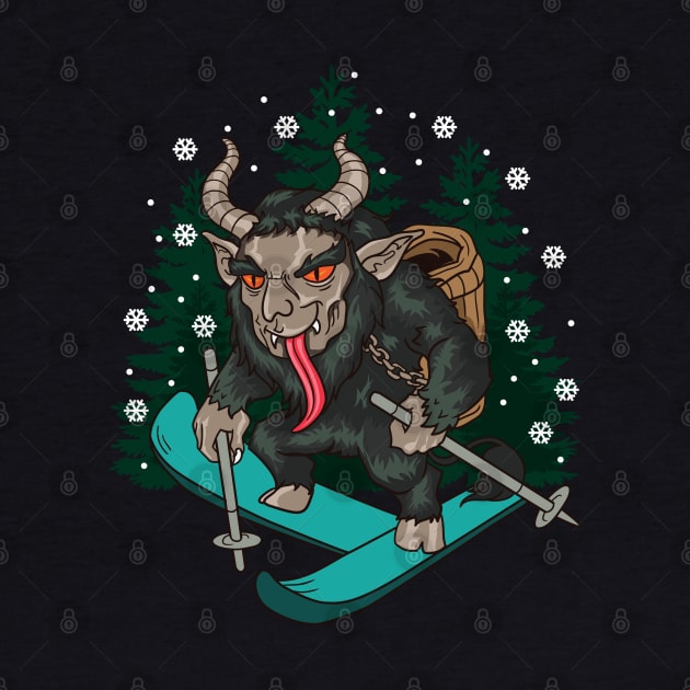Krampus Skiing Christmas by E